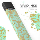 Mint and Gold Floral v6 - Premium Decal Protective Skin-Wrap Sticker compatible with the Juul Labs vaping device