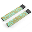 Mint and Gold Floral v6 - Premium Decal Protective Skin-Wrap Sticker compatible with the Juul Labs vaping device