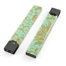 Mint and Gold Floral v6 - Premium Decal Protective Skin-Wrap Sticker compatible with the Juul Labs vaping device