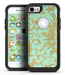 Mint and Gold Floral v6 - iPhone 7 or 7 Plus Commuter Case Skin Kit