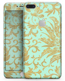 Mint and Gold Floral v6 - Skin-kit for the iPhone 8 or 8 Plus