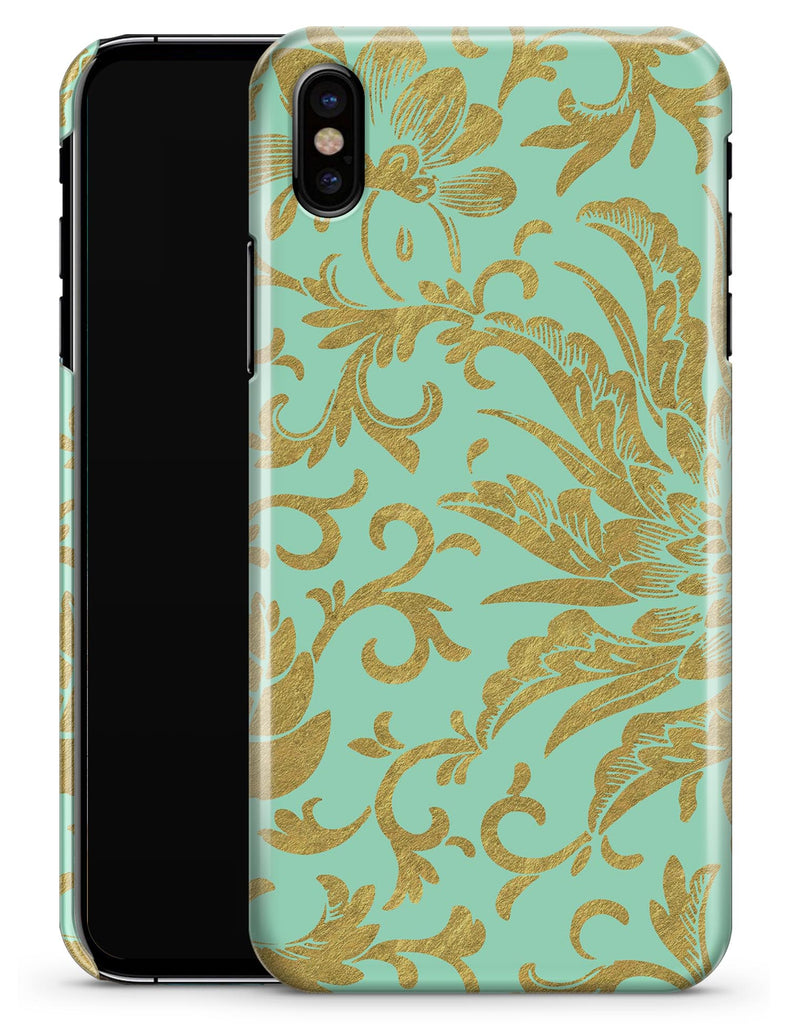 Mint and Gold Floral v6 - iPhone X Clipit Case