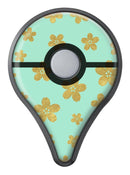 Mint and Gold Floral v7 Pokémon GO Plus Vinyl Protective Decal Skin Kit