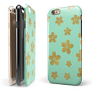 Mint and Gold Floral v7 iPhone 6/6s or 6/6s Plus 2-Piece Hybrid INK-Fuzed Case
