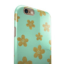 Mint and Gold Floral v7 iPhone 6/6s or 6/6s Plus 2-Piece Hybrid INK-Fuzed Case