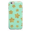 Mint and Gold Floral v7 iPhone 6/6s or 6/6s Plus 2-Piece Hybrid INK-Fuzed Case