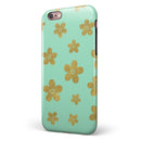 Mint and Gold Floral v7 iPhone 6/6s or 6/6s Plus 2-Piece Hybrid INK-Fuzed Case