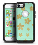 Mint and Gold Floral v7 - iPhone 7 or 7 Plus Commuter Case Skin Kit