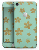 Mint and Gold Floral v7 - Skin-kit for the iPhone 8 or 8 Plus