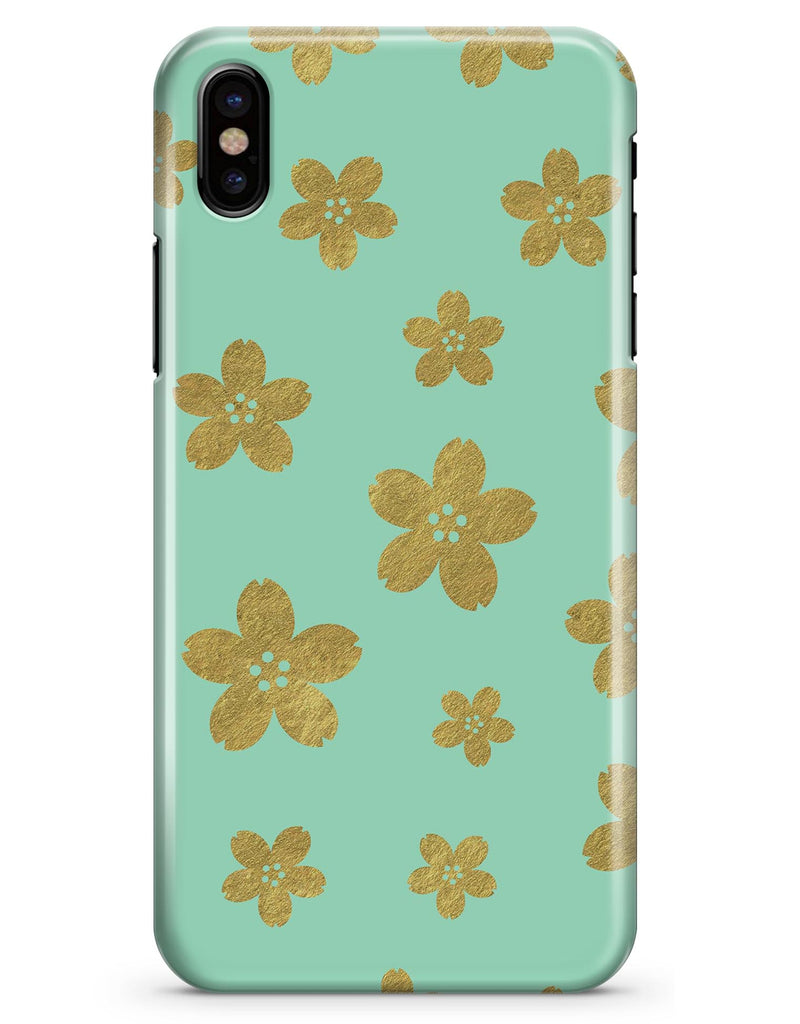 Mint and Gold Floral v7 - iPhone X Clipit Case
