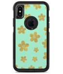Mint and Gold Floral v7 - iPhone X OtterBox Case & Skin Kits