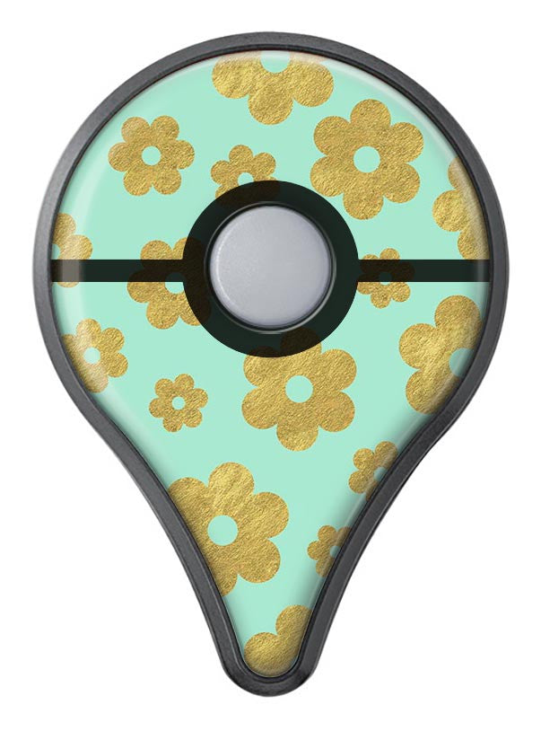 Mint and Gold Floral v8 Pokémon GO Plus Vinyl Protective Decal Skin Kit