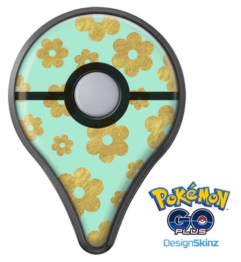 Mint and Gold Floral v8 Pokémon GO Plus Vinyl Protective Decal Skin Kit