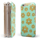 Mint and Gold Floral v8 iPhone 6/6s or 6/6s Plus 2-Piece Hybrid INK-Fuzed Case