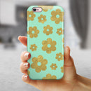 Mint and Gold Floral v8 iPhone 6/6s or 6/6s Plus 2-Piece Hybrid INK-Fuzed Case