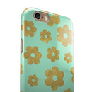 Mint and Gold Floral v8 iPhone 6/6s or 6/6s Plus 2-Piece Hybrid INK-Fuzed Case