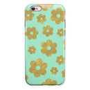 Mint and Gold Floral v8 iPhone 6/6s or 6/6s Plus 2-Piece Hybrid INK-Fuzed Case