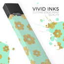 Mint and Gold Floral v8 - Premium Decal Protective Skin-Wrap Sticker compatible with the Juul Labs vaping device