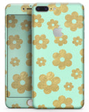 Mint and Gold Floral v8 - Skin-kit for the iPhone 8 or 8 Plus