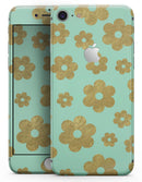Mint and Gold Floral v8 - Skin-kit for the iPhone 8 or 8 Plus