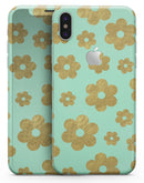 Mint and Gold Floral v8 - iPhone X Skin-Kit
