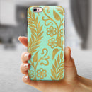 Mint and Gold Floral v9 iPhone 6/6s or 6/6s Plus 2-Piece Hybrid INK-Fuzed Case