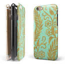 Mint and Gold Floral v9 iPhone 6/6s or 6/6s Plus 2-Piece Hybrid INK-Fuzed Case