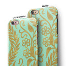 Mint and Gold Floral v9 iPhone 6/6s or 6/6s Plus 2-Piece Hybrid INK-Fuzed Case