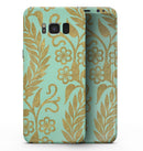 Mint and Gold Floral v9 - Samsung Galaxy S8 Full-Body Skin Kit