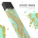Mint and Gold Floral v9 - Premium Decal Protective Skin-Wrap Sticker compatible with the Juul Labs vaping device