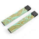 Mint and Gold Floral v9 - Premium Decal Protective Skin-Wrap Sticker compatible with the Juul Labs vaping device