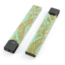 Mint and Gold Floral v9 - Premium Decal Protective Skin-Wrap Sticker compatible with the Juul Labs vaping device