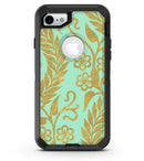 Mint and Gold Floral v9 - iPhone 7 or 8 OtterBox Case & Skin Kits