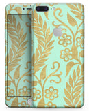 Mint and Gold Floral v9 - Skin-kit for the iPhone 8 or 8 Plus