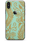 Mint and Gold Floral v9 - iPhone X Skin-Kit