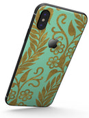 Mint and Gold Floral v9 - iPhone X Skin-Kit