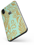 Mint and Gold Floral v9 - iPhone X Skin-Kit