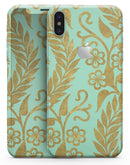 Mint and Gold Floral v9 - iPhone X Skin-Kit
