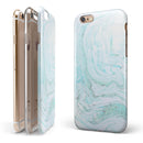 Mint to Teal Textured Marble iPhone 6/6s or 6/6s Plus 2-Piece Hybrid INK-Fuzed Case
