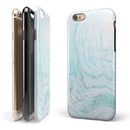Mint to Teal Textured Marble iPhone 6/6s or 6/6s Plus 2-Piece Hybrid INK-Fuzed Case