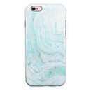 Mint to Teal Textured Marble iPhone 6/6s or 6/6s Plus 2-Piece Hybrid INK-Fuzed Case