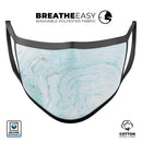 Mint to Teal Textured Marble - Made in USA Mouth Cover Unisex Anti-Dust Cotton Blend Reusable & Washable Face Mask with Adjustable Sizing for Adult or Child