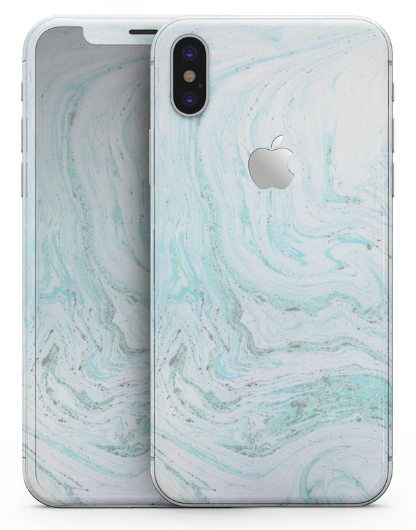 Mint to Teal Textured Marble - iPhone X Skin-Kit