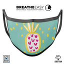 Mint v3 Pineapple - Made in USA Mouth Cover Unisex Anti-Dust Cotton Blend Reusable & Washable Face Mask with Adjustable Sizing for Adult or Child