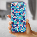 Mixed Aqua Blue and Pink Watercolor Dots iPhone 6/6s or 6/6s Plus 2-Piece Hybrid INK-Fuzed Case