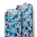 Mixed Aqua Blue and Pink Watercolor Dots iPhone 6/6s or 6/6s Plus 2-Piece Hybrid INK-Fuzed Case