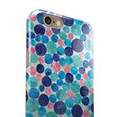 Mixed Aqua Blue and Pink Watercolor Dots iPhone 6/6s or 6/6s Plus 2-Piece Hybrid INK-Fuzed Case