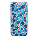Mixed Aqua Blue and Pink Watercolor Dots iPhone 6/6s or 6/6s Plus 2-Piece Hybrid INK-Fuzed Case