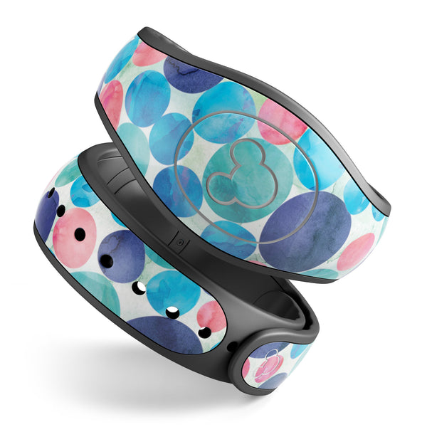 Mixed Aqua Blue and Pink Watercolor Dots - Decal Skin Wrap Kit for the Disney Magic Band