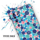 Mixed Aqua Blue and Pink Watercolor Dots - Premium Vinyl Skin Decal for Samsung Galaxy S25 Ultra, S24, S23, S22 & All Galaxy S Models